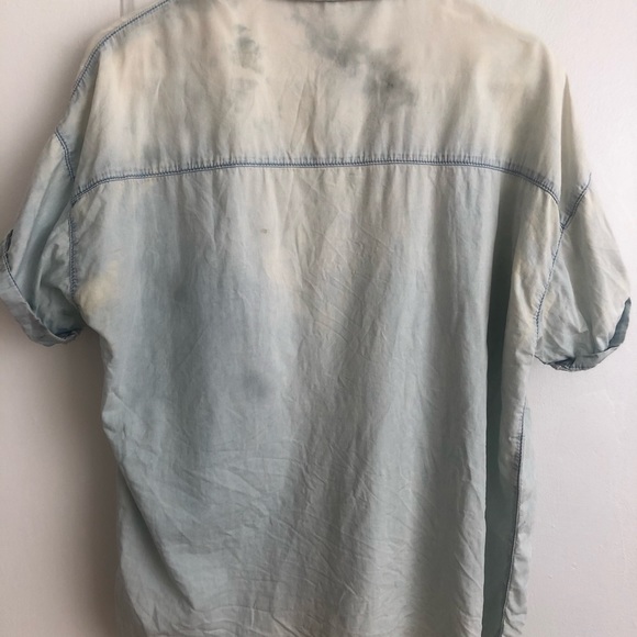 Top Shop - Denim Cotton Bleach Top - Size 6 - Picture 3 of 5